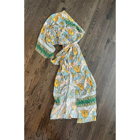 Free People Pardon My French Maxi Wrap Green Patterned Dress XS - Picture 3 of 7